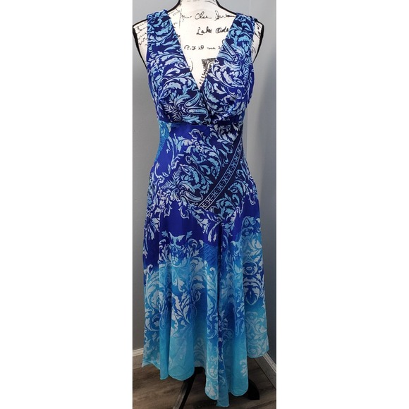 Rabbit Dresses & Skirts - Rabbit Maxi Dress Women's‎ 8 Blue Paisley Lined Cottagecore Prairie Wrap V-Neck